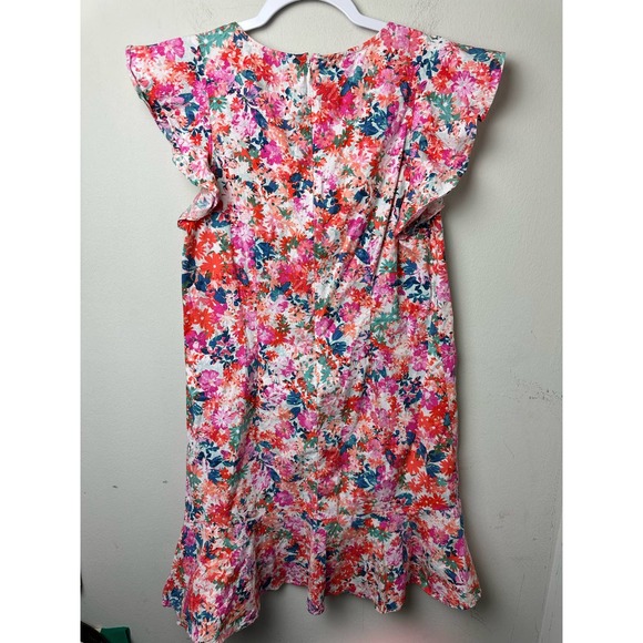 J Crew Mercantile Women's Floral Drop Waist Ruffle Shift Dress 4 - Picture 7 of 8